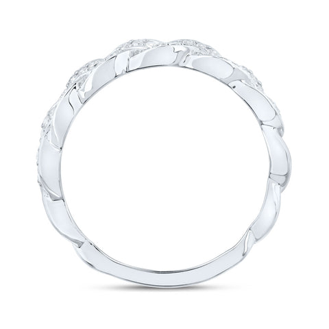 10kt White Gold Womens Round Diamond Braid Band Ring 1/3 Cttw