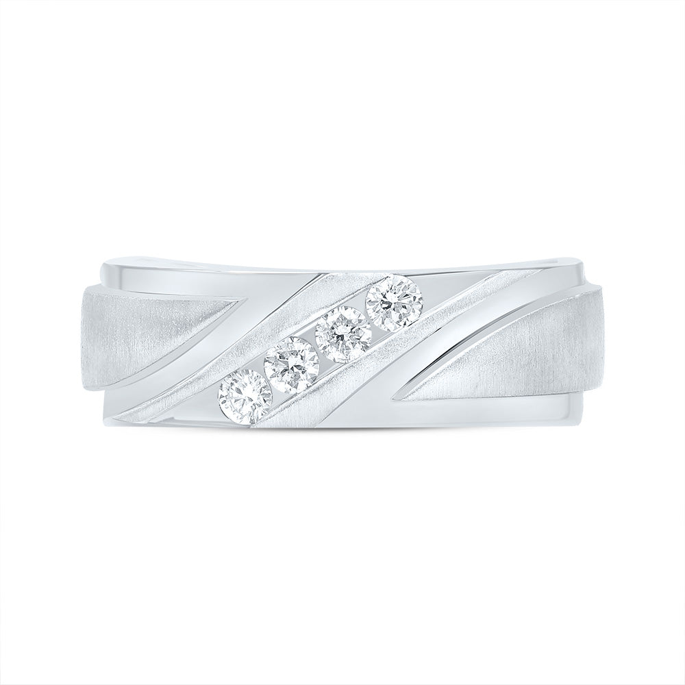 14kt White Gold Mens Round Channel-set Diamond Wedding Anniversary Band Ring 1/4 Cttw
