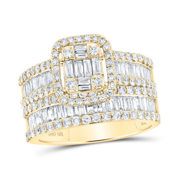 10kt Yellow Gold Baguette Diamond Bridal Wedding Ring Band Set 2 Cttw