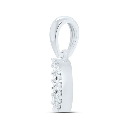 10kt White Gold Womens Round Diamond D Initial Letter Pendant 1/20 Cttw