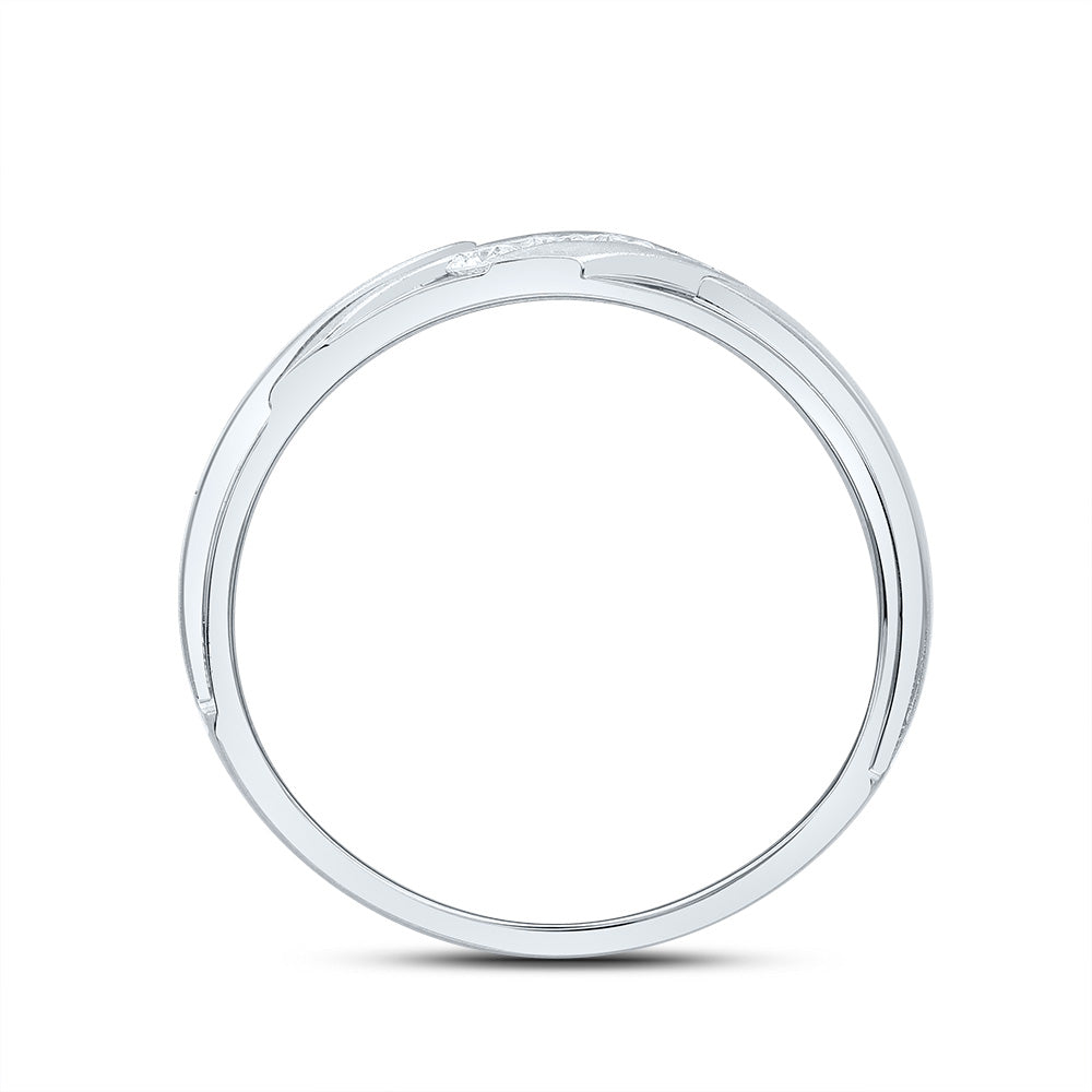 14kt White Gold Mens Round Channel-set Diamond Wedding Anniversary Band Ring 1/4 Cttw