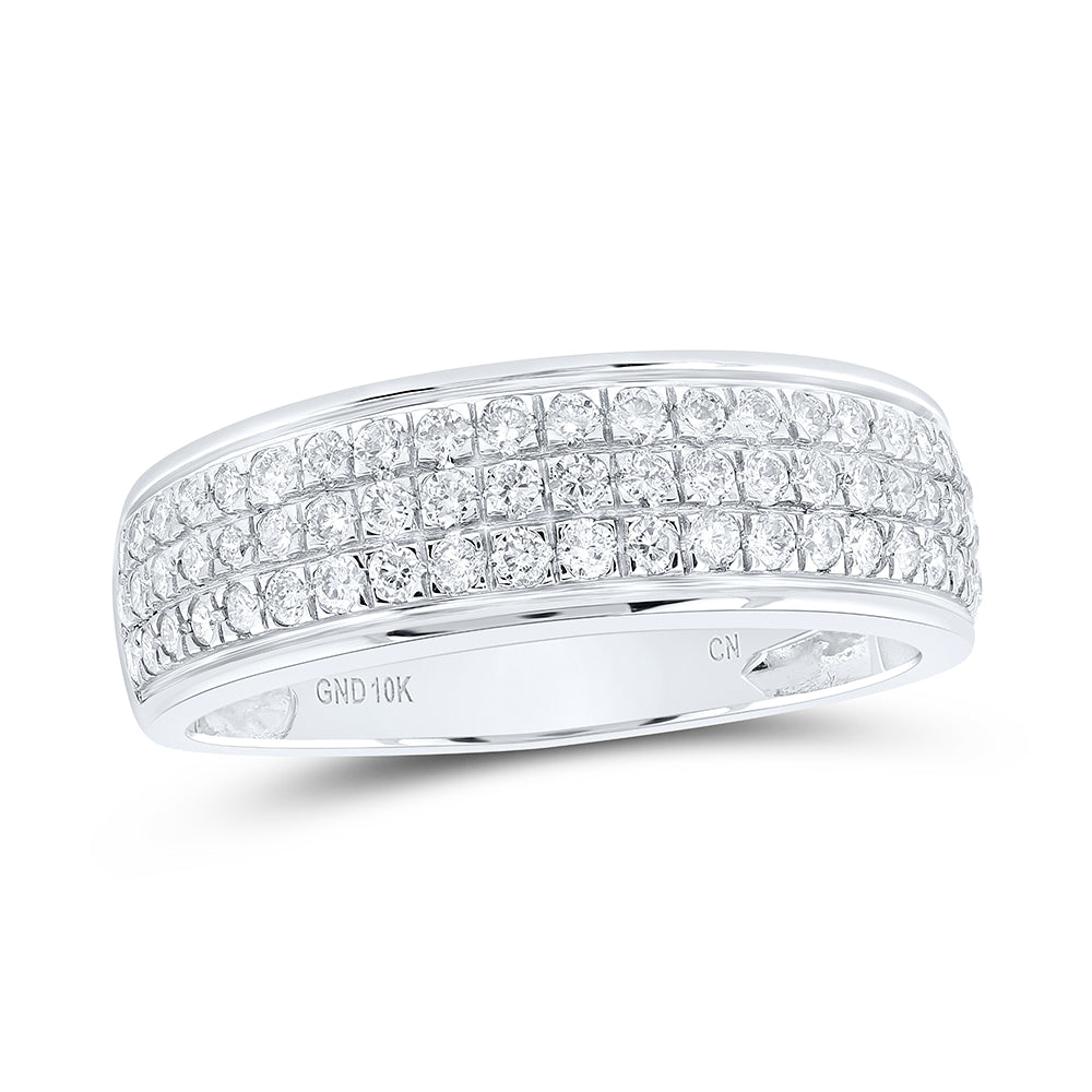 10kt White Gold His Hers Round Diamond Cluster Matching Wedding Set 1-3/4 Cttw