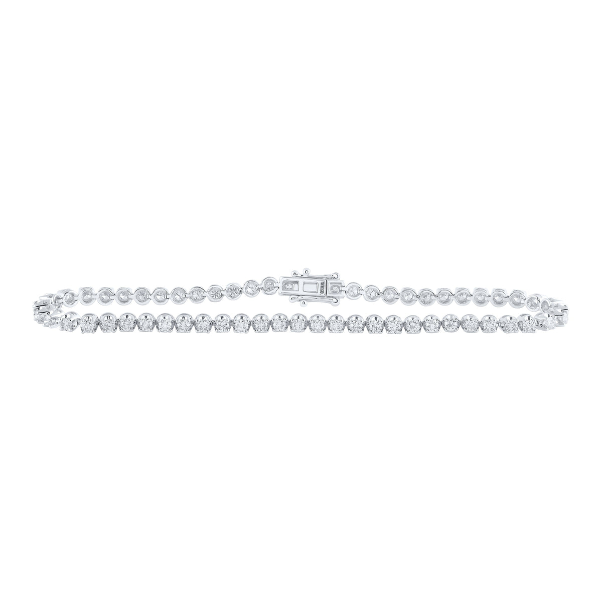 14kt White Gold Womens Round Diamond Studded Tennis Bracelet 3 Cttw