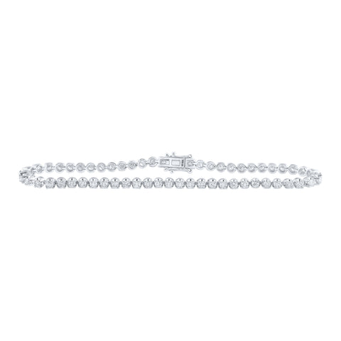 14kt White Gold Womens Round Diamond Studded Tennis Bracelet 3 Cttw
