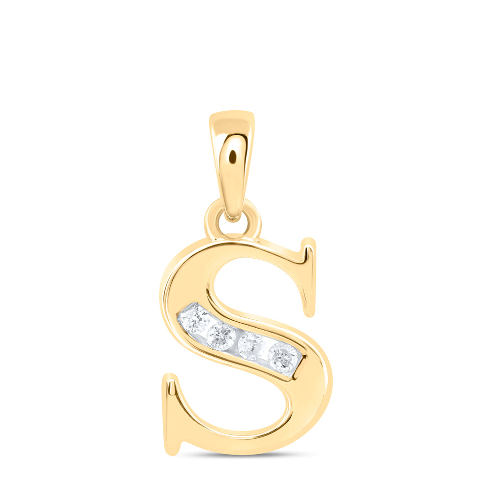 10kt Yellow Gold Womens Round Diamond S Initial Letter Pendant 1/20 Cttw