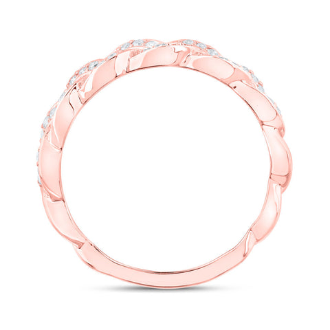 10kt Rose Gold Womens Round Diamond Braid Band Ring 1/3 Cttw