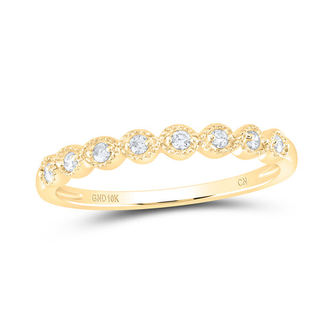 10kt Yellow Gold Womens Round Diamond Stackable Band Ring 1/10 Cttw