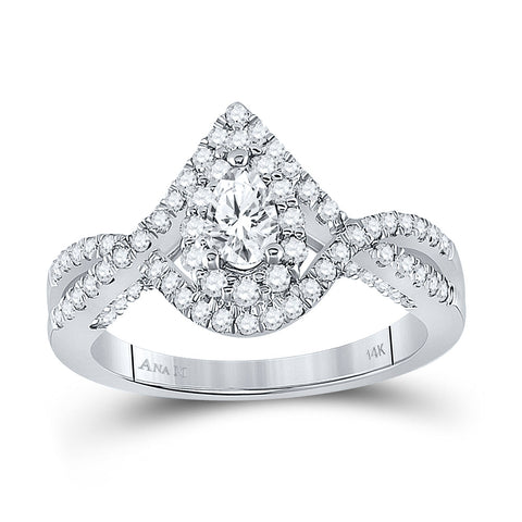 14kt White Gold Pear Diamond Halo Bridal Wedding Engagement Ring 1 Cttw