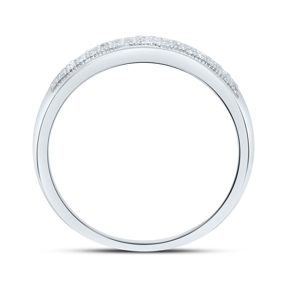 10kt White Gold Womens Round Diamond Pave Band Ring 1/10 Cttw