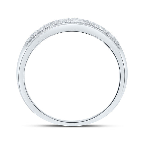 10kt White Gold Womens Round Diamond Pave Band Ring 1/10 Cttw