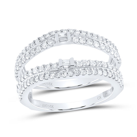 14kt White Gold Womens Baguette Diamond Wrap Ring Guard Enhancer 3/4 Cttw