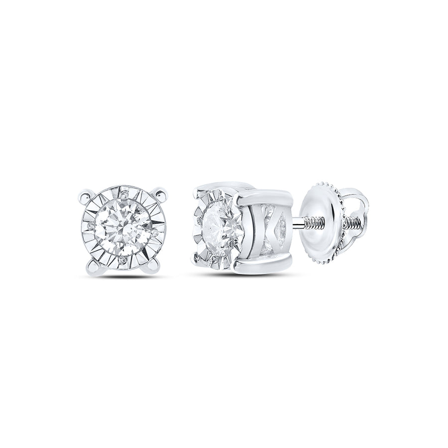 10kt White Gold Womens Round Diamond Solitaire Stud Earrings 1/4 Cttw