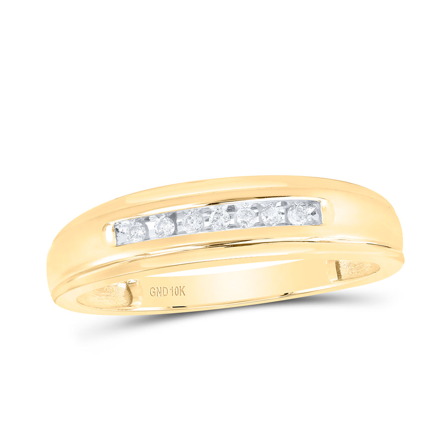 10kt Yellow Gold Mens Round Diamond Wedding Band Ring 1/12 Cttw