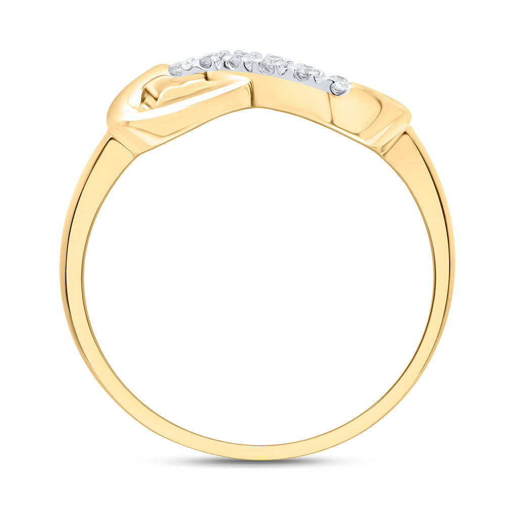 10kt Yellow Gold Womens Round Diamond Infinity Ring 1/20 Cttw