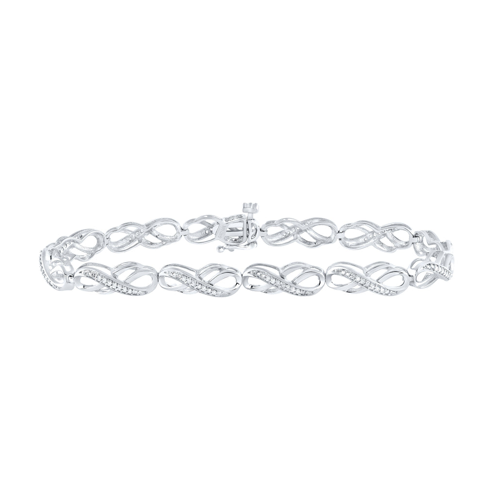 10kt White Gold Womens Round Diamond Infinity Bracelet 1/4 Cttw