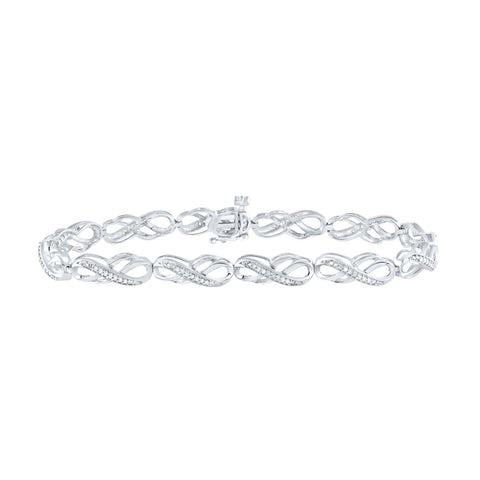 10kt White Gold Womens Round Diamond Infinity Bracelet 1/4 Cttw