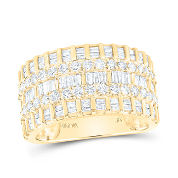 10kt Yellow Gold Womens Baguette Diamond Band Ring 1-3/8 Cttw