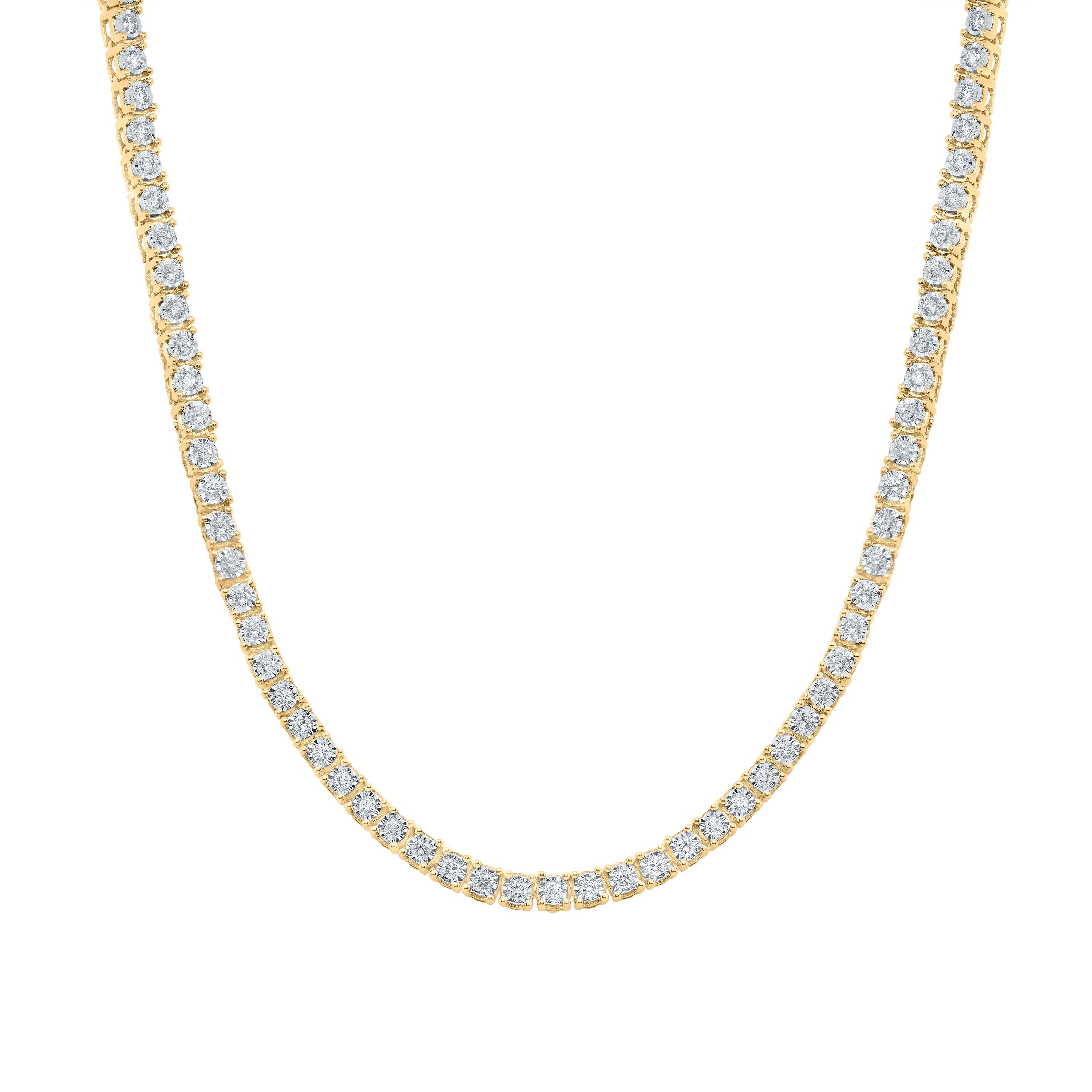 10kt Yellow Gold Mens Round Diamond 20-inch Link Chain Necklace 2-7/8 Cttw