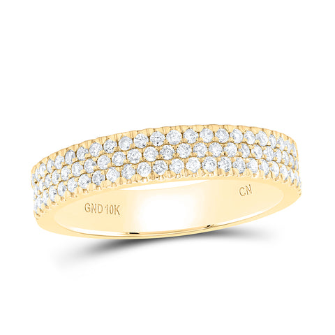 10kt Yellow Gold Womens Round Diamond Pave Band Ring 1/2 Cttw