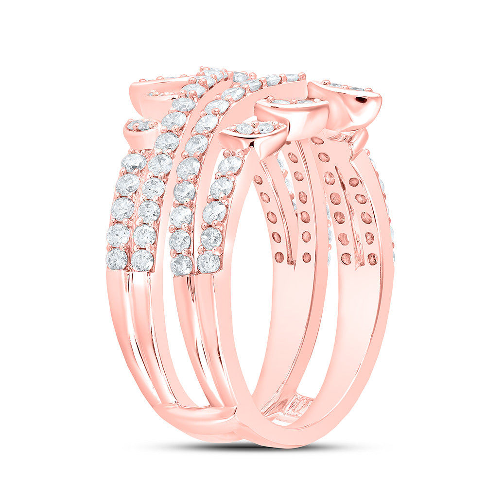 14kt Rose Gold Womens Round Diamond Wrap Enhancer Wedding Band 1 Cttw