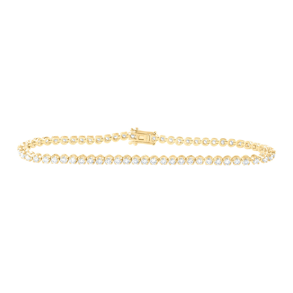 10kt Yellow Gold Womens Round Diamond Studded Tennis Bracelet 2 Cttw
