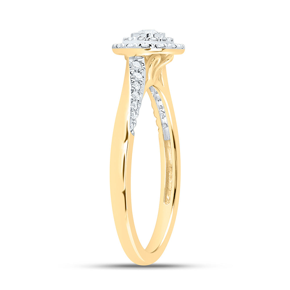 10kt Yellow Gold Womens Round Diamond Cluster Ring 1/4 Cttw