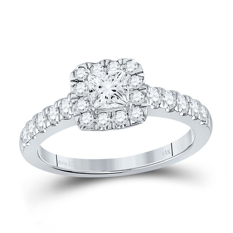 14kt White Gold Princess Diamond Halo Bridal Wedding Engagement Ring 1 Cttw