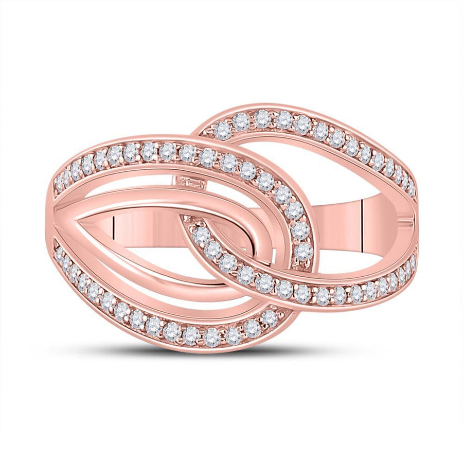 14kt Rose Gold Womens Round Diamond Linked Loop Fashion Ring 1/3 Cttw