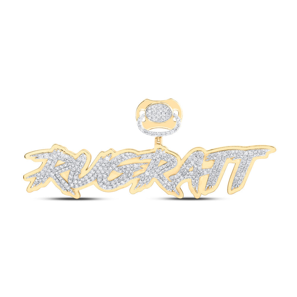 10kt Yellow Gold Mens Round Diamond RUGRATT Charm Pendant 2-5/8 Cttw
