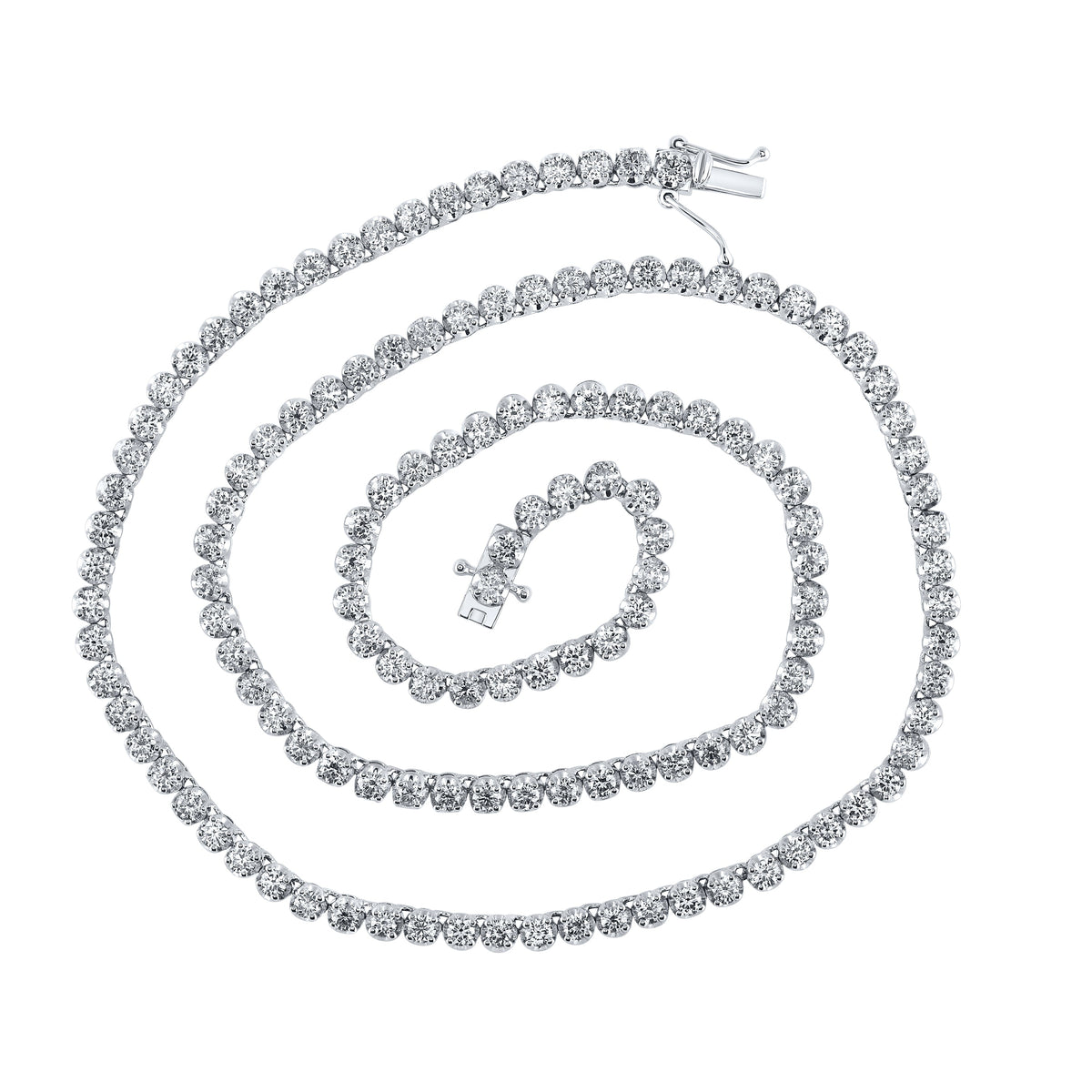 14kt White Gold Mens Round Diamond 18-inch Tennis Tennis Chain Necklace 6-7/8 Cttw