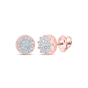 10kt Rose Gold Round Diamond Cluster Earrings 1/2 Cttw