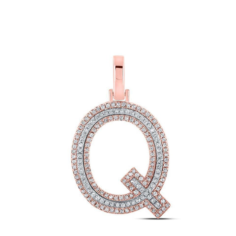 10kt Two-tone Gold Mens Round Diamond Q Initial Letter Pendant 3/8 Cttw