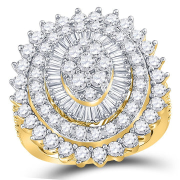 14kt Yellow Gold Womens Round Diamond Cluster Cocktail Ring 3 Cttw