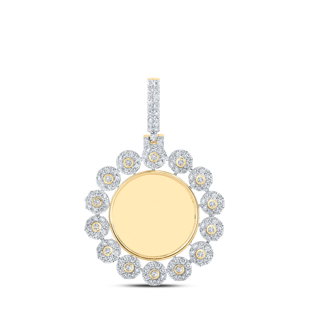 10kt Yellow Gold Mens Round Diamond Memory Circle Charm Pendant 2-3/8 Cttw