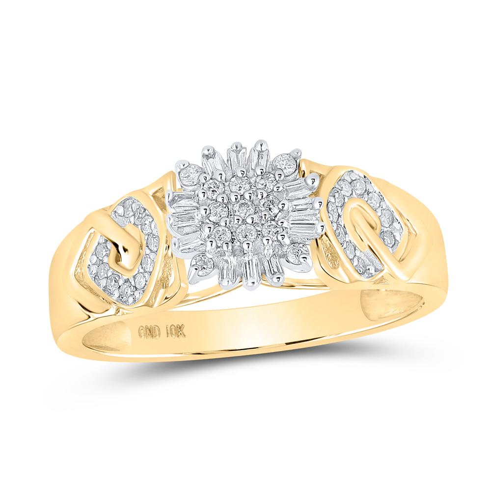 10kt Yellow Gold Womens Round Diamond Cluster Ring 1/5 Cttw