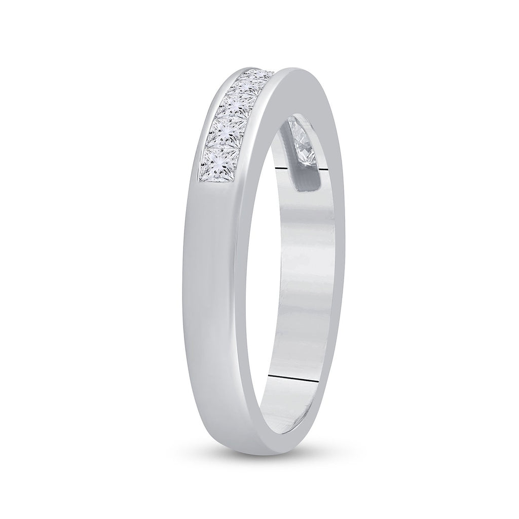 14kt White Gold Womens Princess Diamond Wedding Band 1/2 Cttw