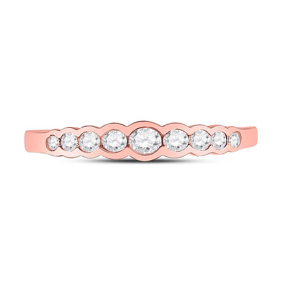 10kt Rose Gold Womens Round Diamond Stackable Band Ring 1/3 Cttw