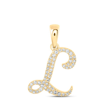 10kt Yellow Gold Womens Round Diamond L Initial Letter Pendant 1/8 Cttw