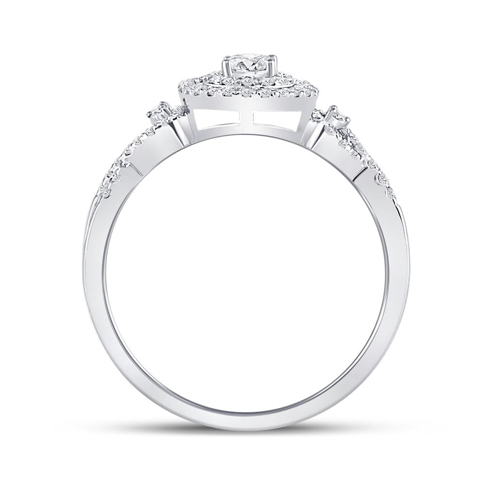 10kt White Gold Round Diamond Solitaire Bridal Wedding Engagement Ring 3/8 Cttw