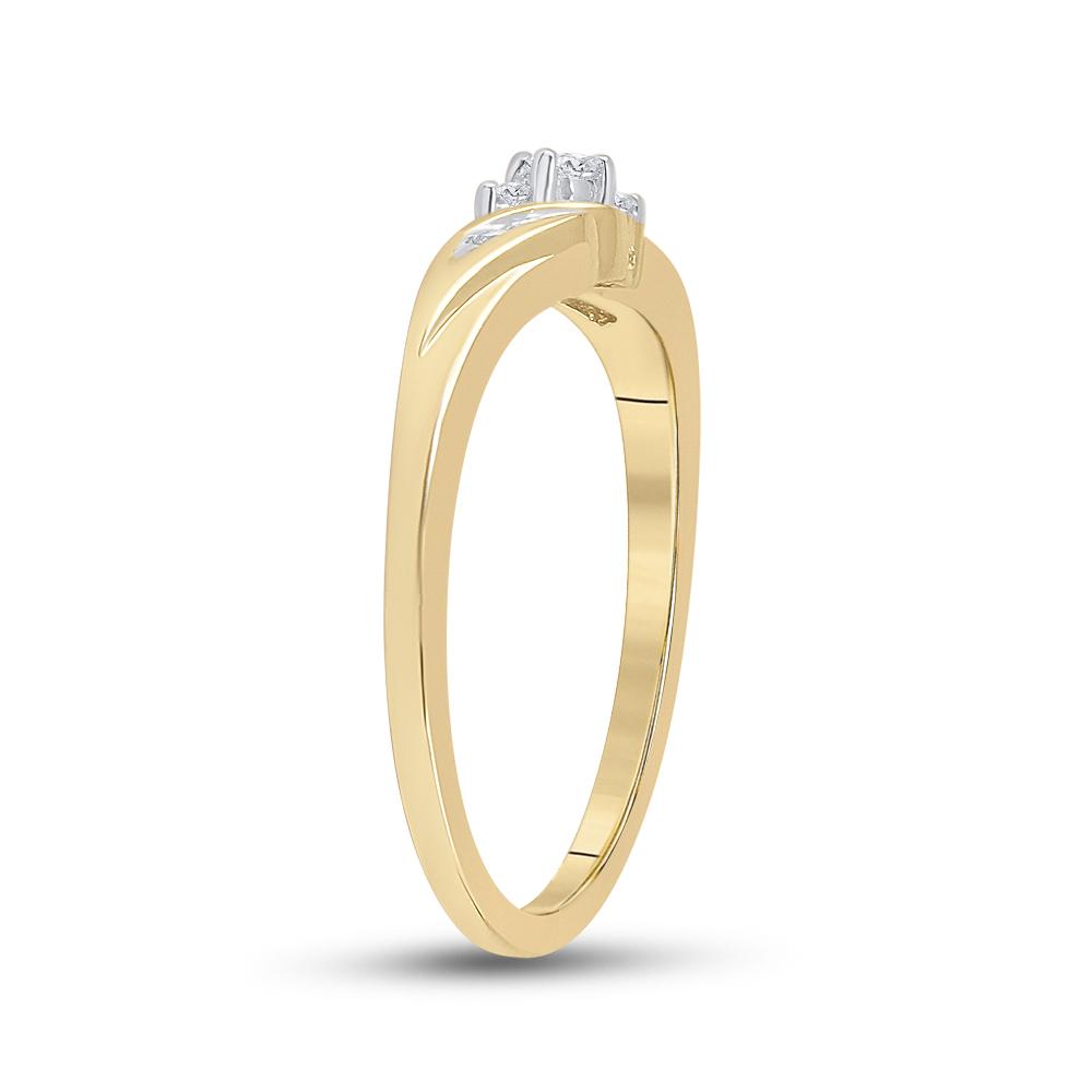 10kt Yellow Gold Womens Round Diamond 3-stone Promise Ring 1/10 Cttw