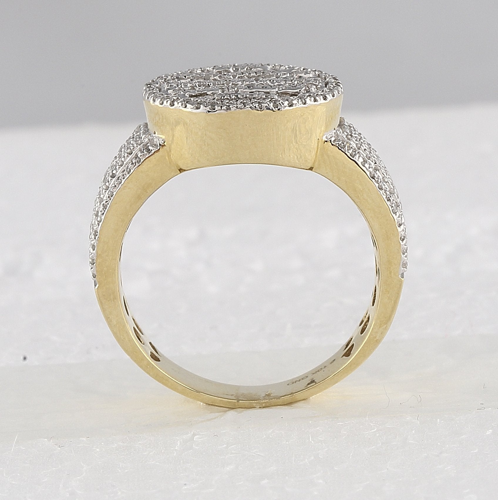 10kt Yellow Gold Mens Baguette Diamond Statement Cluster Ring 1 Cttw