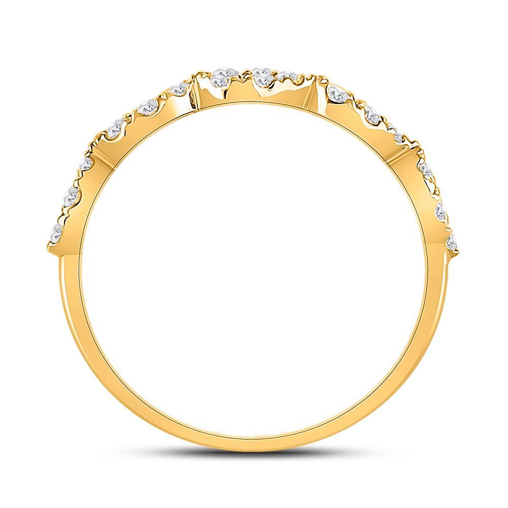 10kt Yellow Gold Womens Round Diamond Teardrop Stackable Band Ring 1/3 Cttw