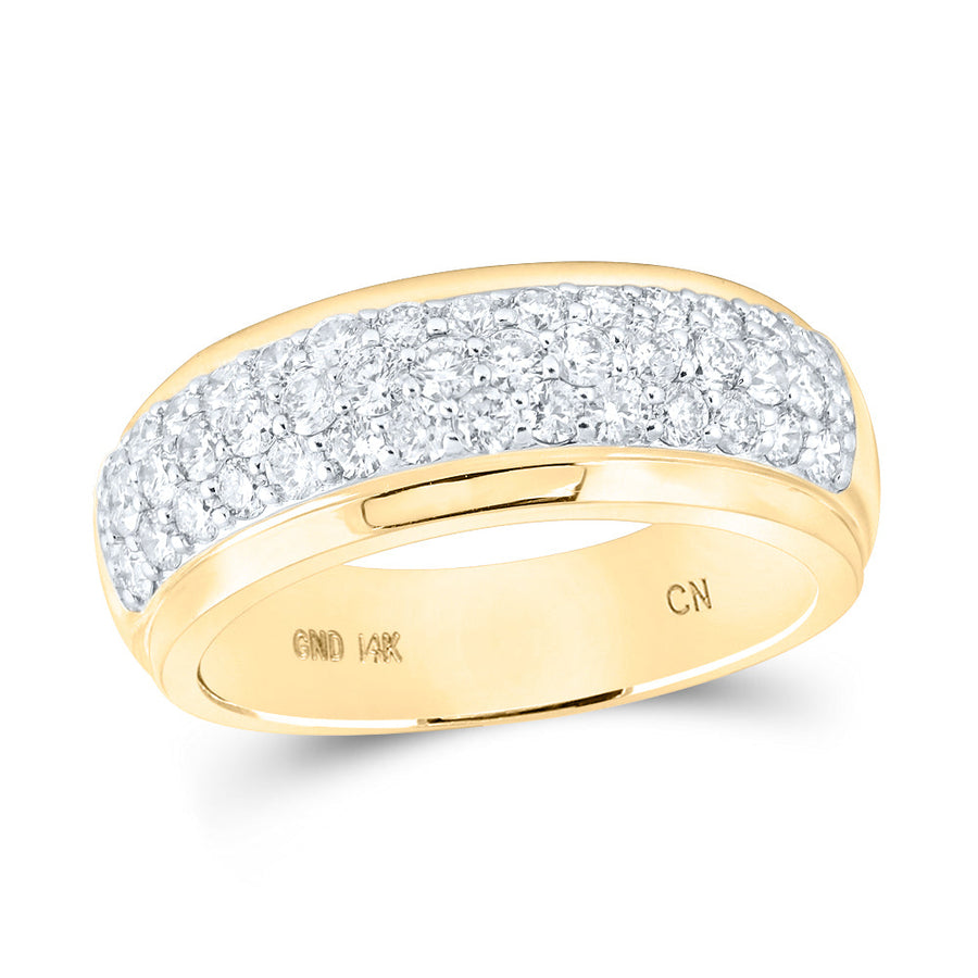 14kt Yellow Gold Mens Round Diamond Pave Band Ring 1-1/2 Cttw