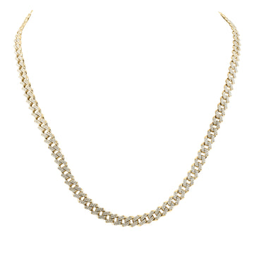 10kt Yellow Gold Mens Round Diamond 22-inch Straight Cuban Link Necklace 5-5/8 Cttw