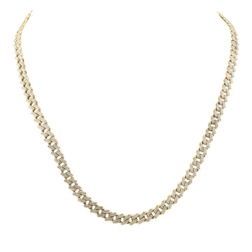 10kt Yellow Gold Mens Round Diamond Straight Cuban Link Chain Necklace 5 Cttw