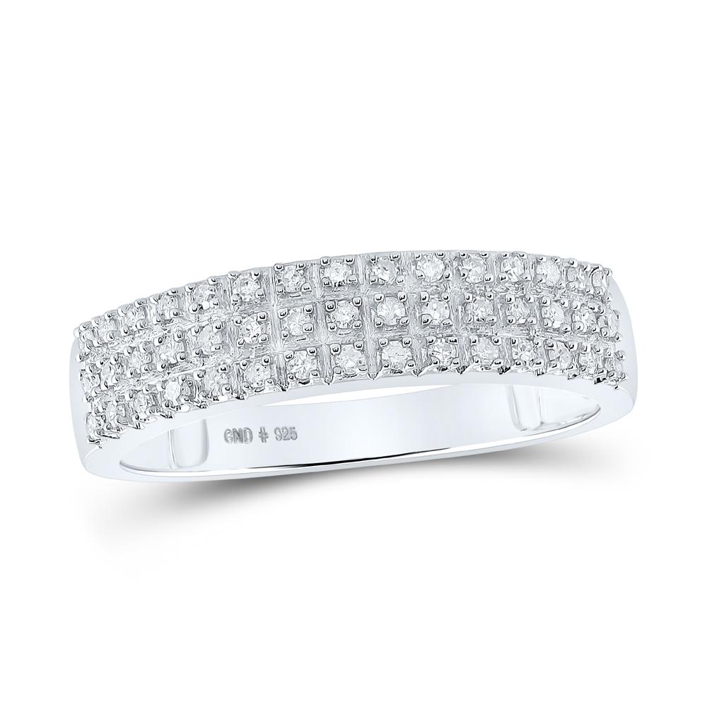 Sterling Silver His Hers Round Diamond Square Matching Wedding Set 7/8 Cttw