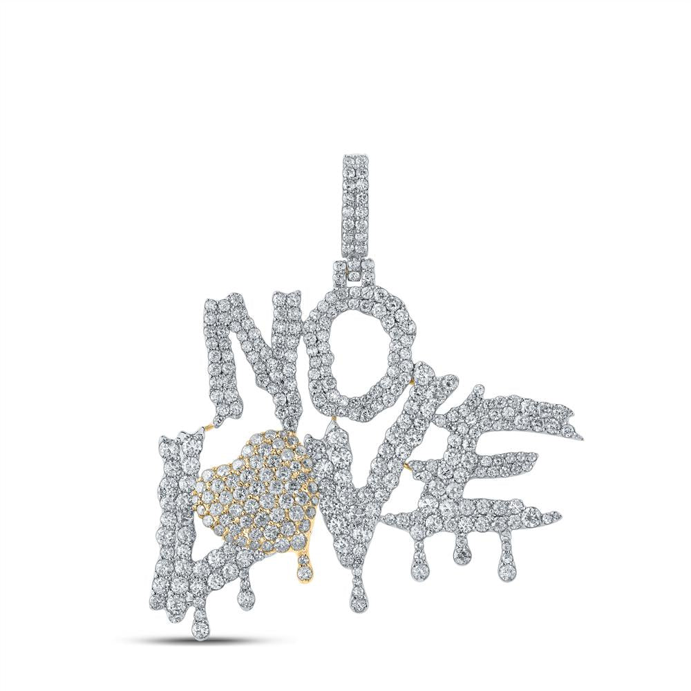 10kt Yellow Gold Mens Round Diamond No Love Phrase Charm Pendant 5-3/4 Cttw