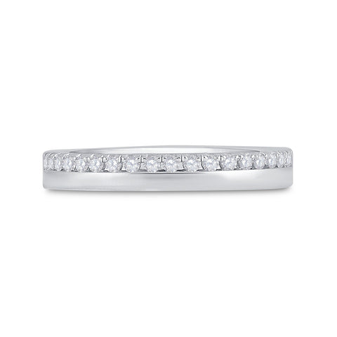14kt White Gold Womens Round Diamond Wedding Band Ring 1/5 Cttw