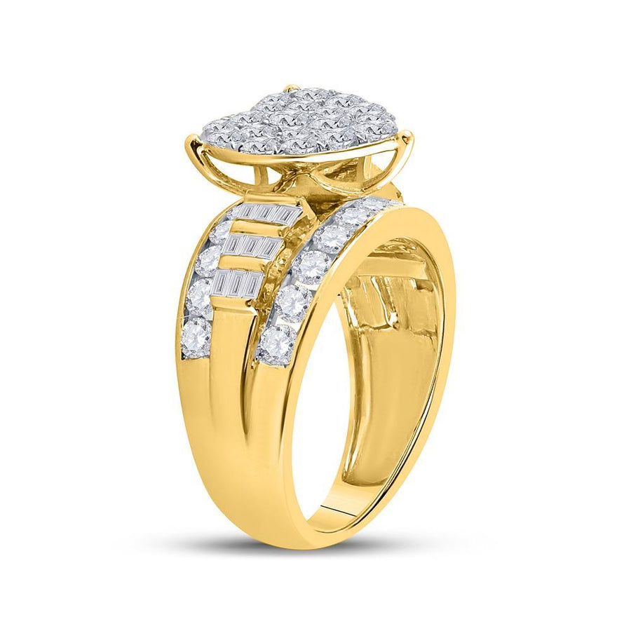 10kt Yellow Gold Round Diamond Heart Bridal Wedding Engagement Ring 2 Cttw