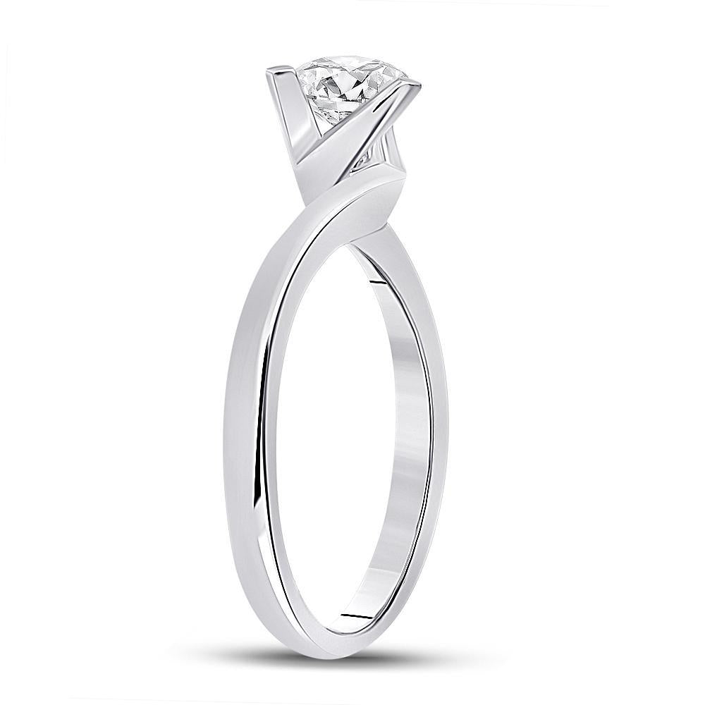 14kt White Gold Womens Round Diamond Solitaire Bridal Wedding Engagement Ring 3/4 Cttw